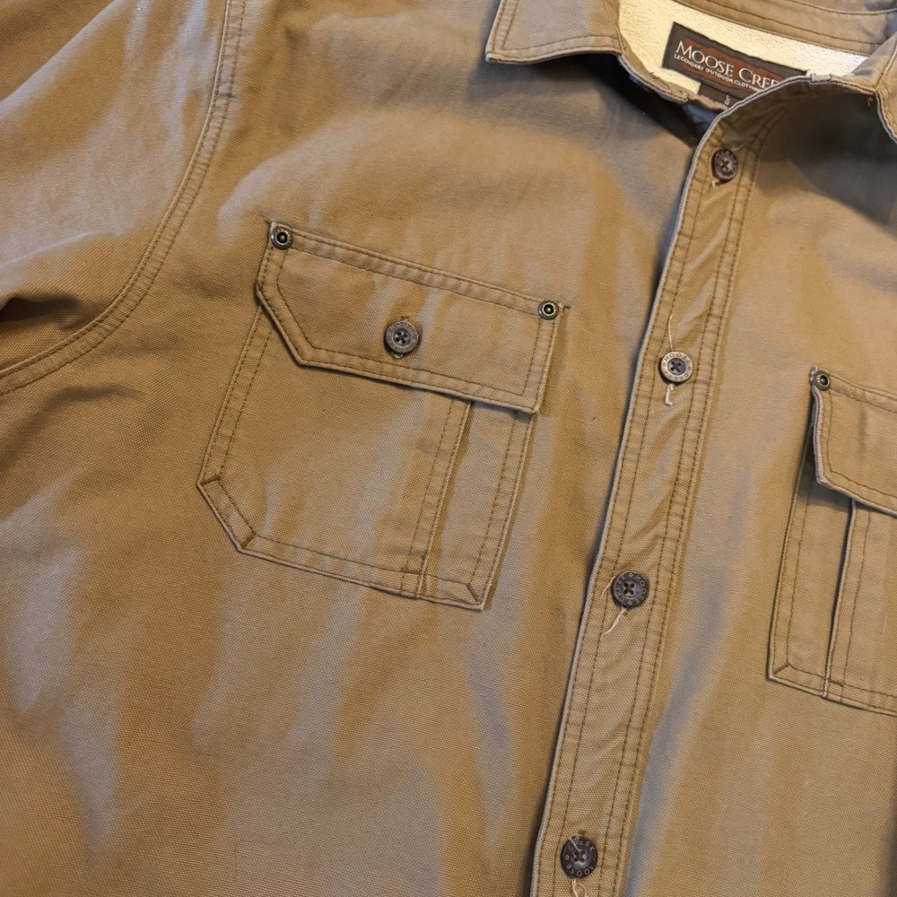 Moose Creek Shirt Jacket Mens Large Brown Canvas Fleece Lined Button Workwear - Picture 5 of 11